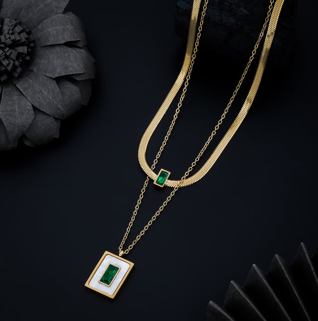 Marble and Green Emerald Gold Geometric Combo