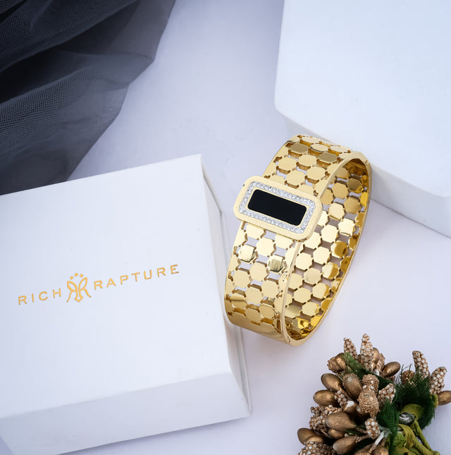Honeycomb Pattern Gold-Plated Bracelet