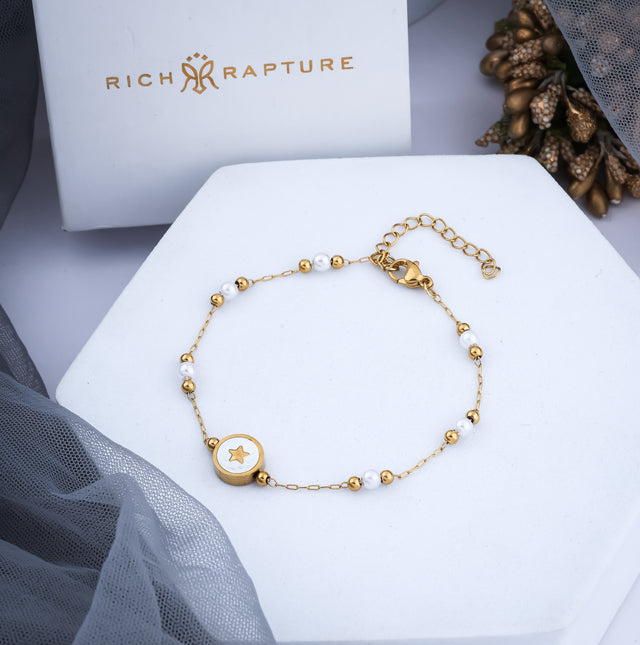 White Pearl Star Gold-Plated Bracelet