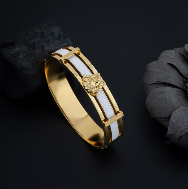Medusa Head Emblem Gold-Plated Bracelet
