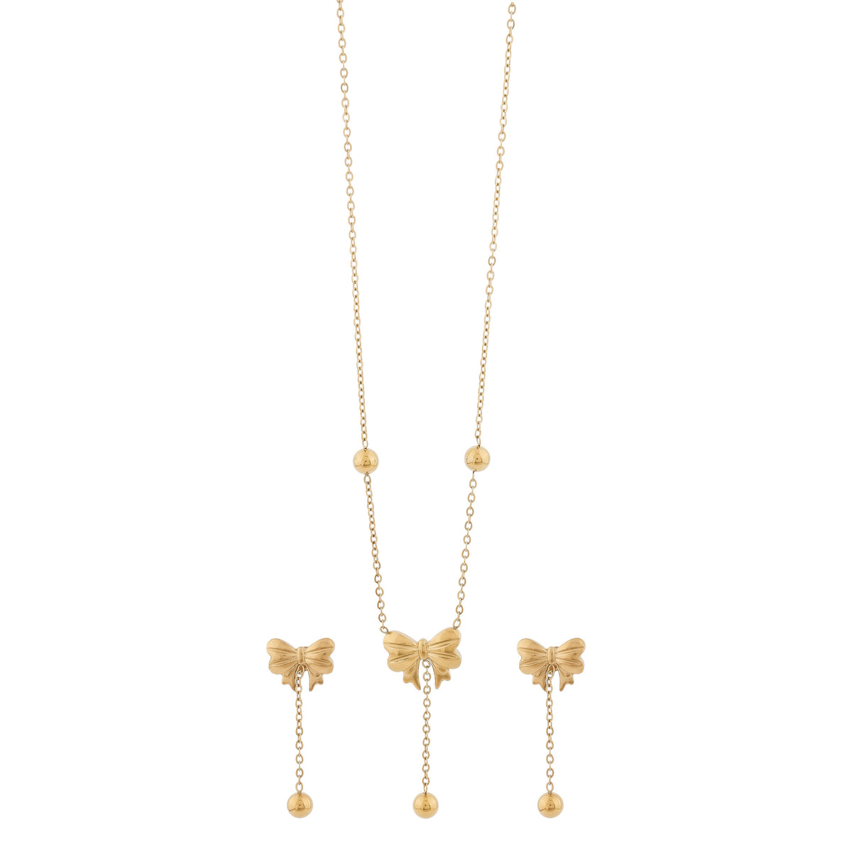 Bow Charm Gold-Plated Jewelry Set