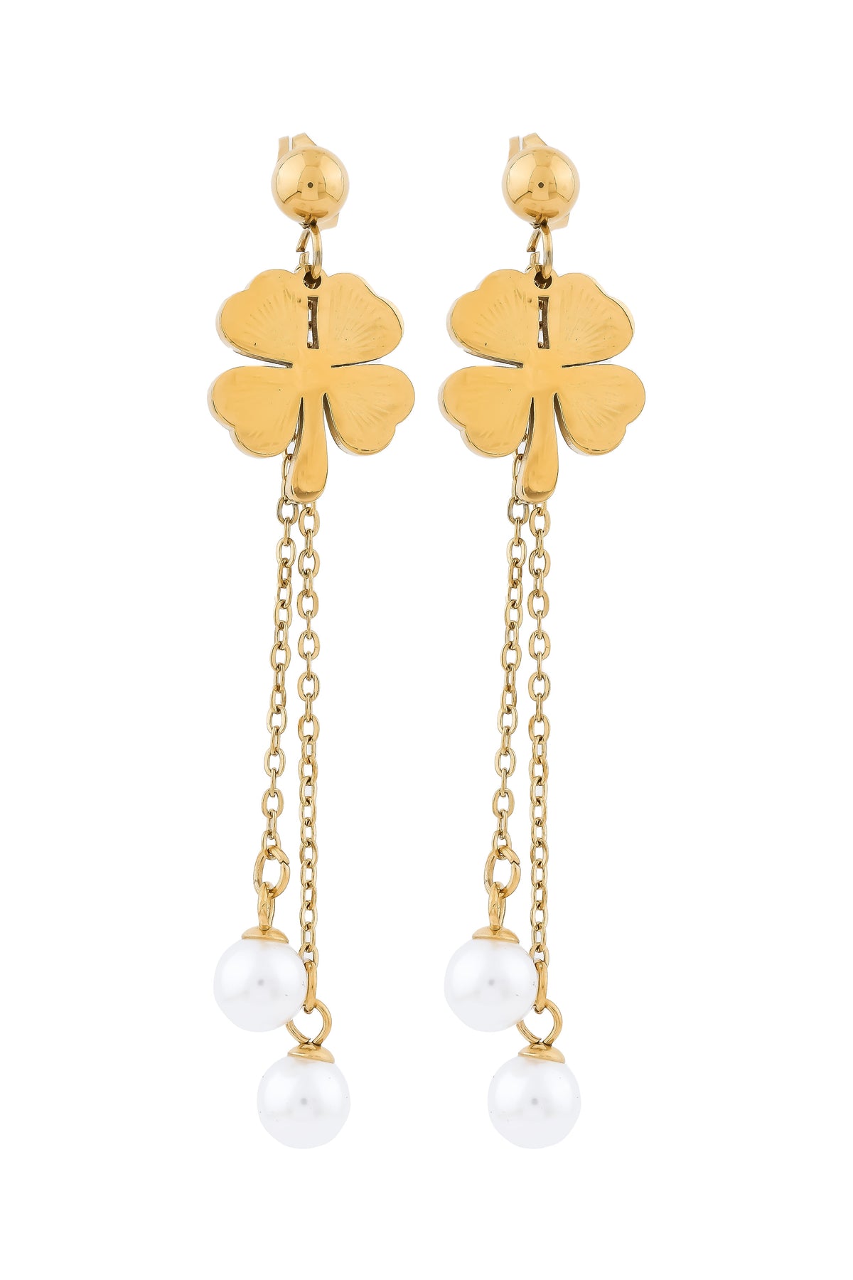 Clover Pearl Dangling Earrings