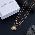 Golden Seashell & Pearl Double-Chain Pendant