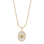 Emerald Bloom Oval Medallion Necklace