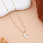 Emerald Bloom Oval Medallion Necklace
