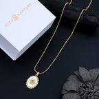 Emerald Bloom Oval Medallion Necklace