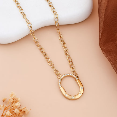 Aura Crystal Carabiner Oval Link Chain Necklace