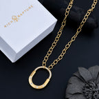 Aura Crystal Carabiner Oval Link Chain Necklace