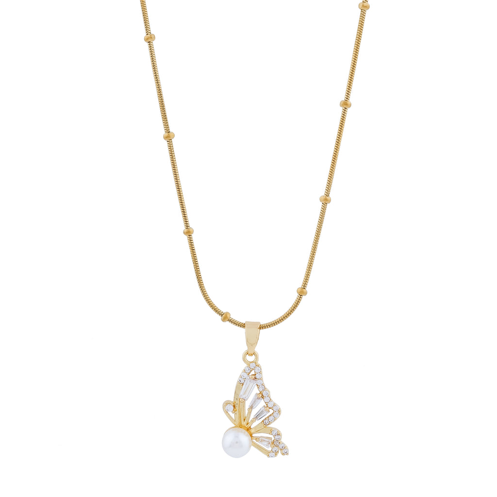 Luxe Crystal Butterfly Wing Pendant Chain
