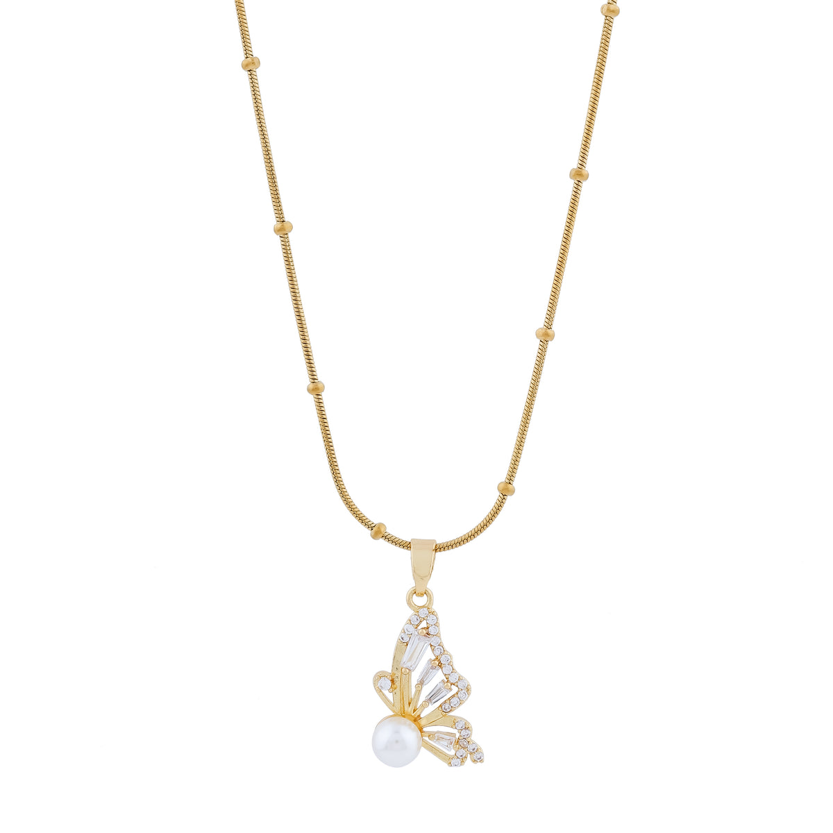Luxe Crystal Butterfly Wing Pendant Chain