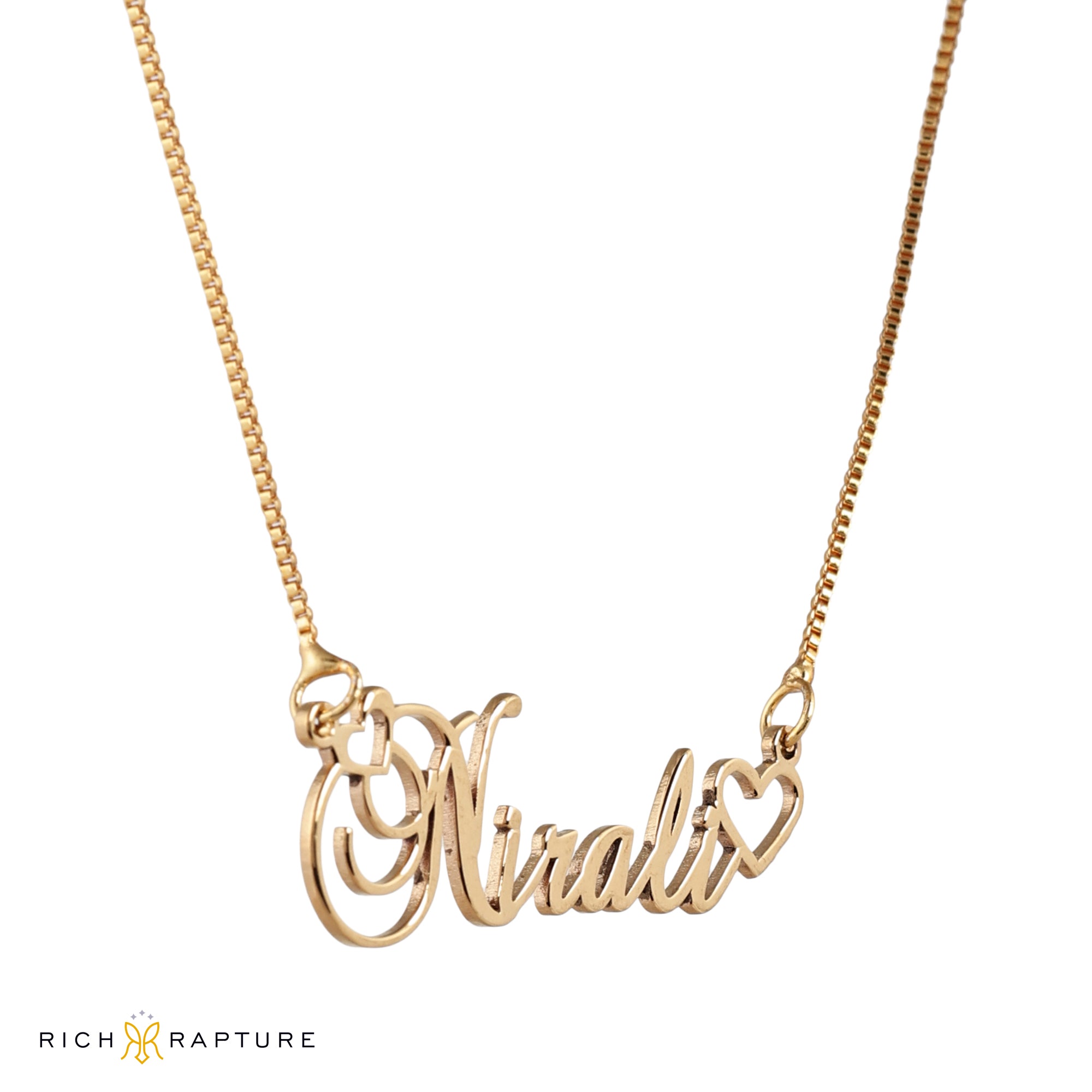 Hollow Heart  Name Necklace