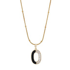 Aura Baguette Zircon Half-Pave Oval Pendant Chain
