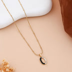 Aura Baguette Zircon Half-Pave Oval Pendant Chain