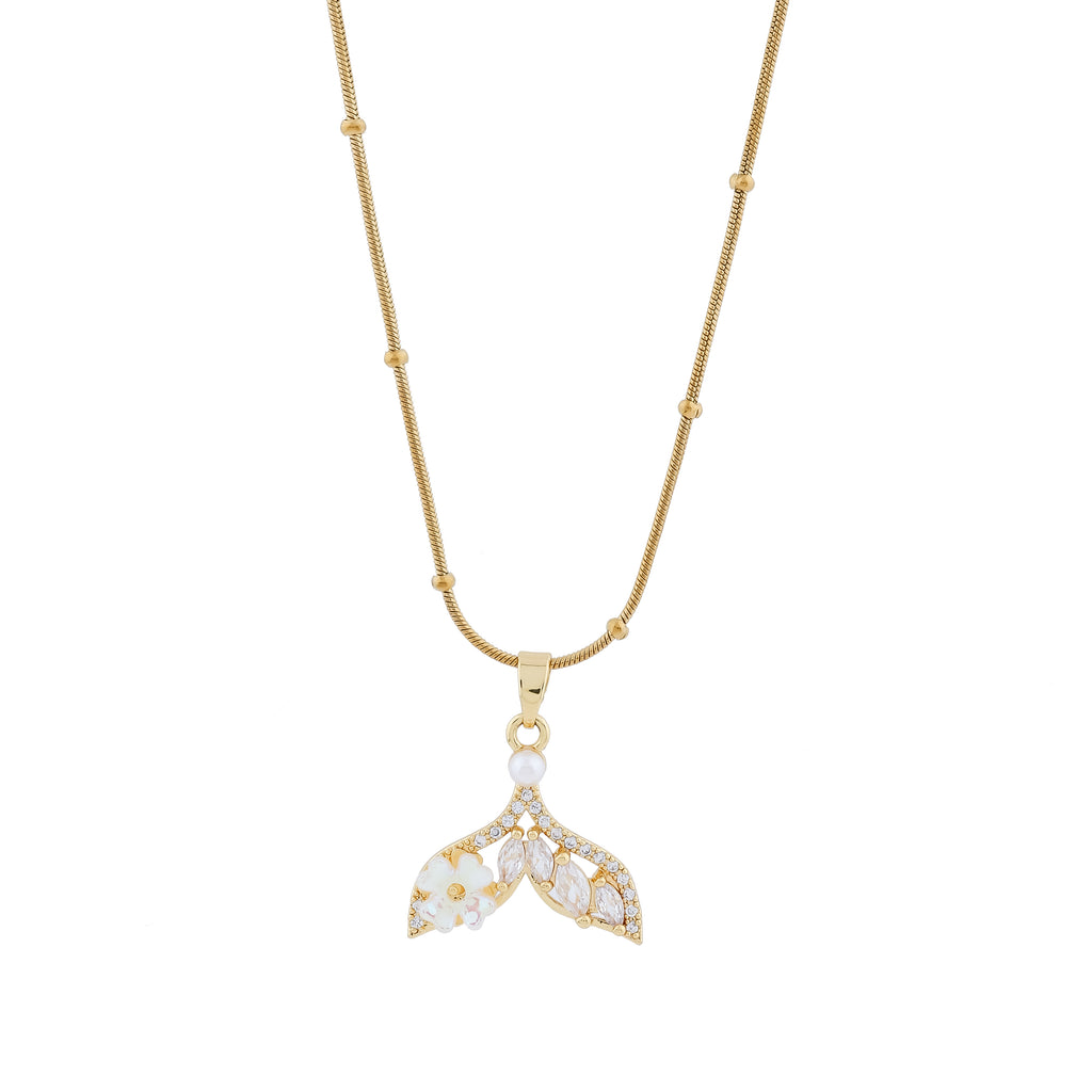 Ocean Flora Mermaid Tail Pendant Necklace