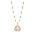 Luxe Baguette Flora Pearl Pendant Necklace