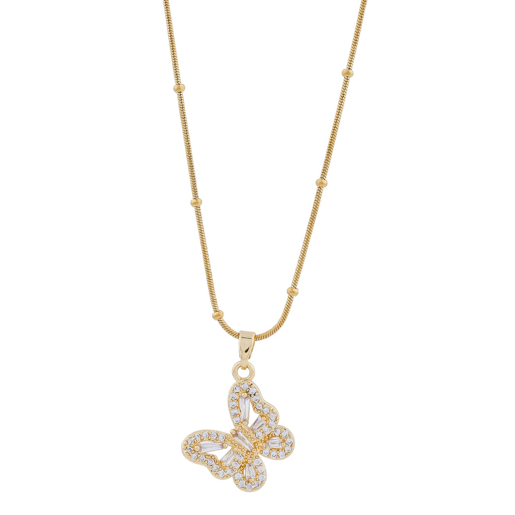 Sparkle Monarch Full CZ Butterfly Necklace