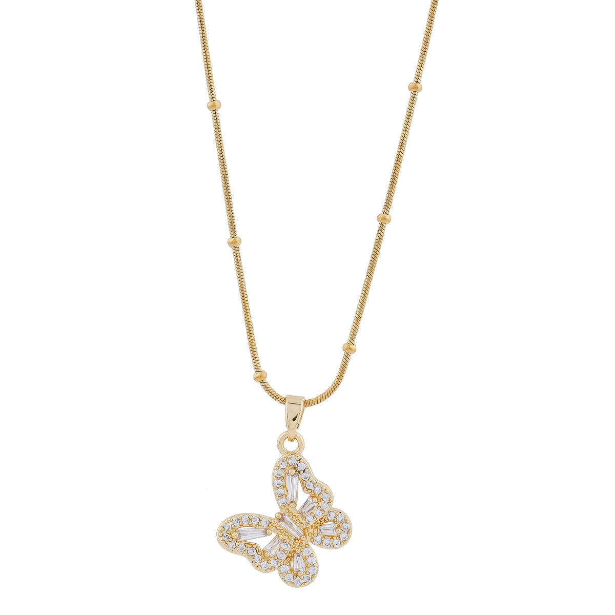 Sparkle Monarch Full CZ Butterfly Necklace