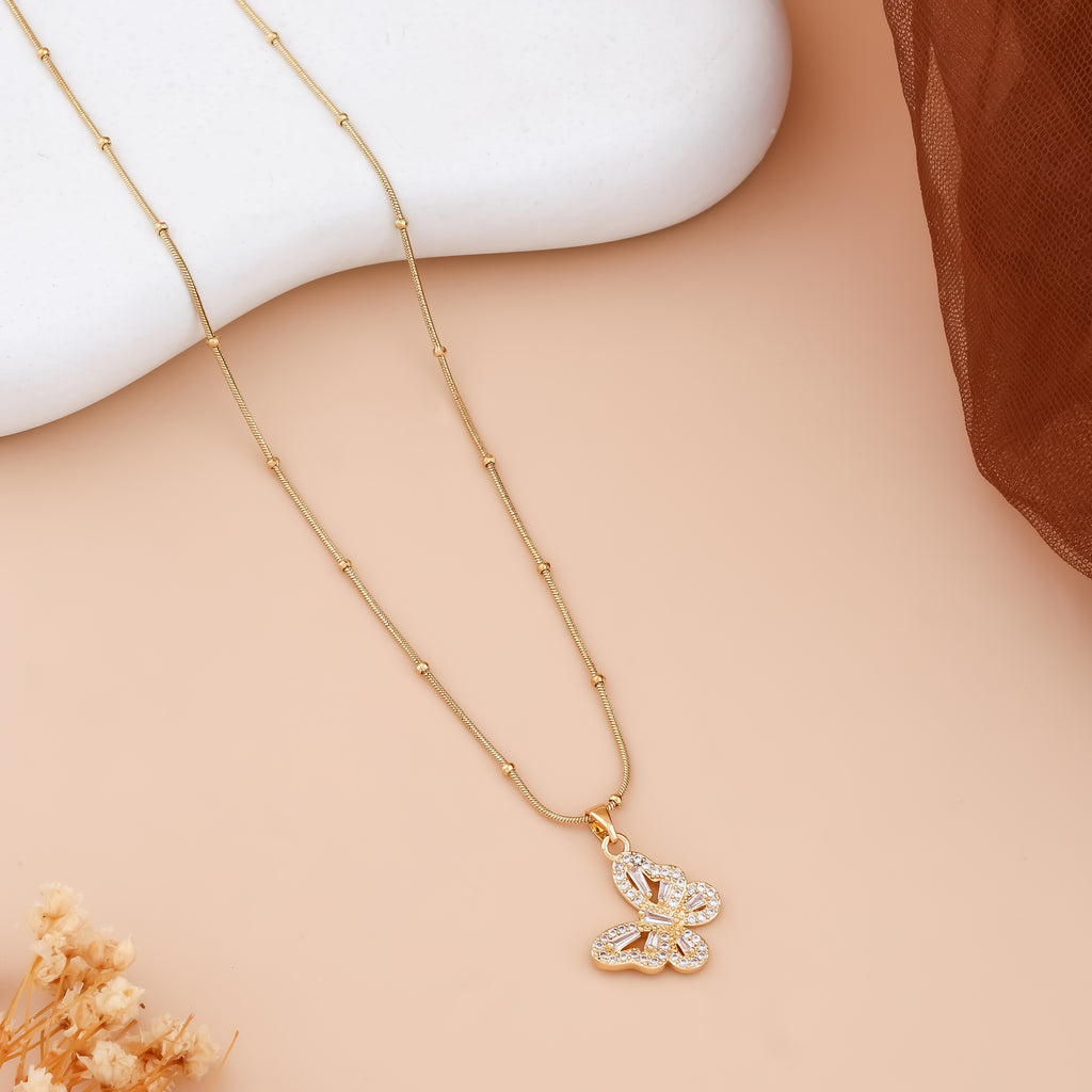 Sparkle Monarch Full CZ Butterfly Necklace