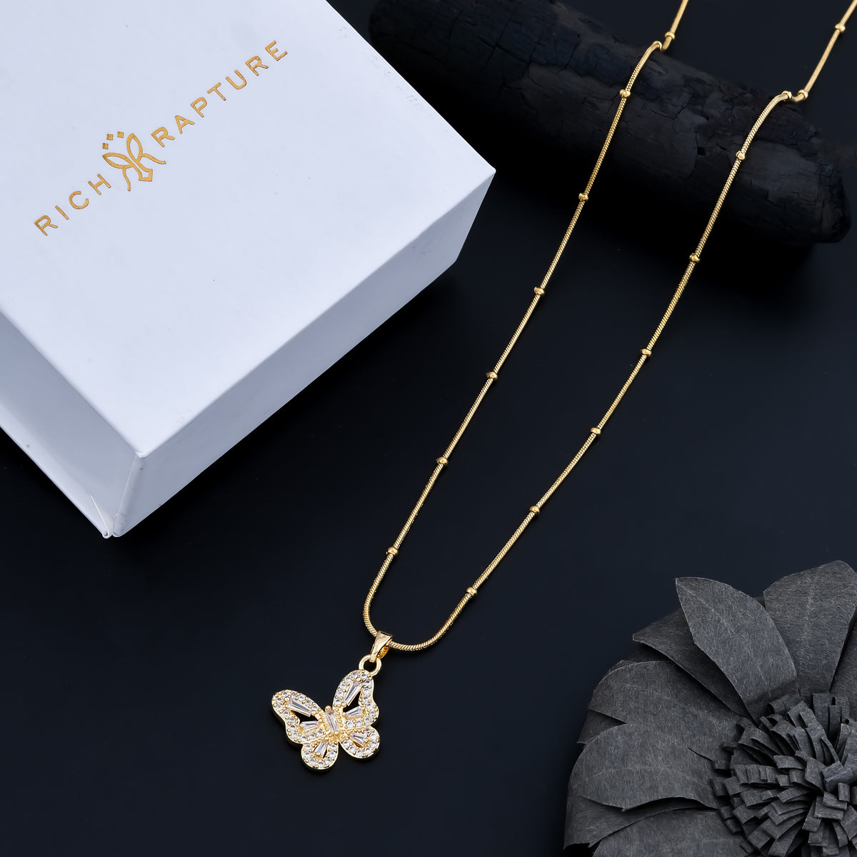 Sparkle Monarch Full CZ Butterfly Necklace