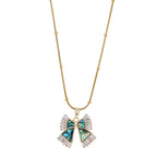 Aura Abalone Bowknot Crystal Pendant Necklace