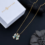 Aura Abalone Bowknot Crystal Pendant Necklace