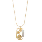 Floral Bloom Baguette Crystal Medallion Necklace