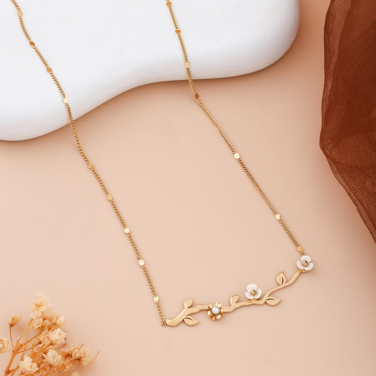 Blooming Sakura Branch Floral Necklace
