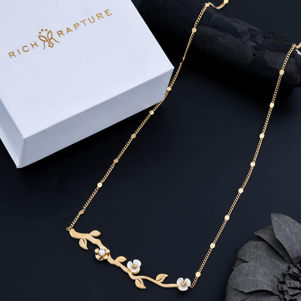 Blooming Sakura Branch Floral Necklace