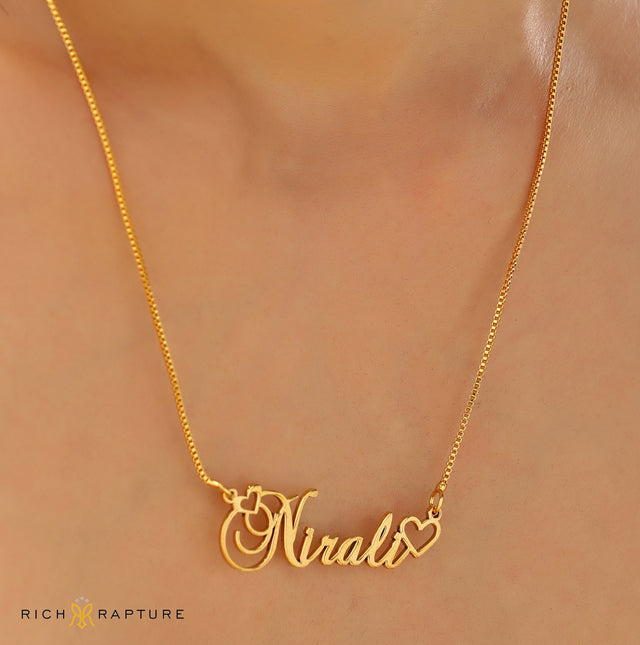 Hollow Heart  Name Necklace