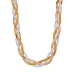 Tricolor Braided Herringbone Statement Necklace
