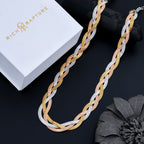 Tricolor Braided Herringbone Statement Necklace