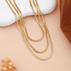 Luxe Triple Layered Herringbone Snake Chain Necklace