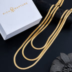Luxe Triple Layered Herringbone Snake Chain Necklace