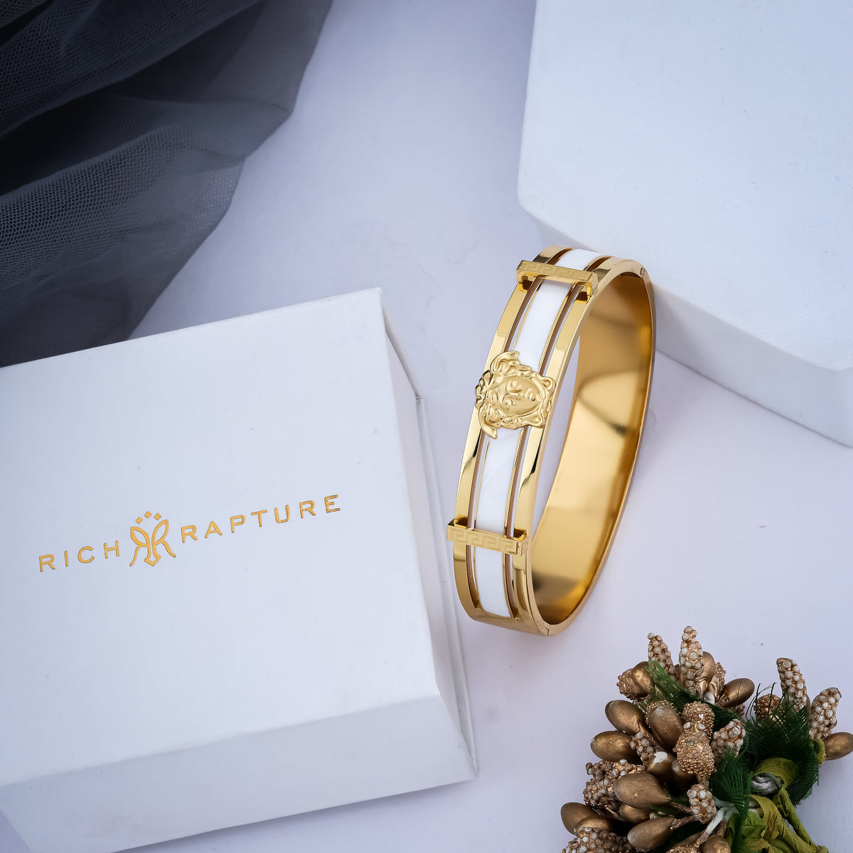 Medusa Head Emblem Gold-Plated Bracelet