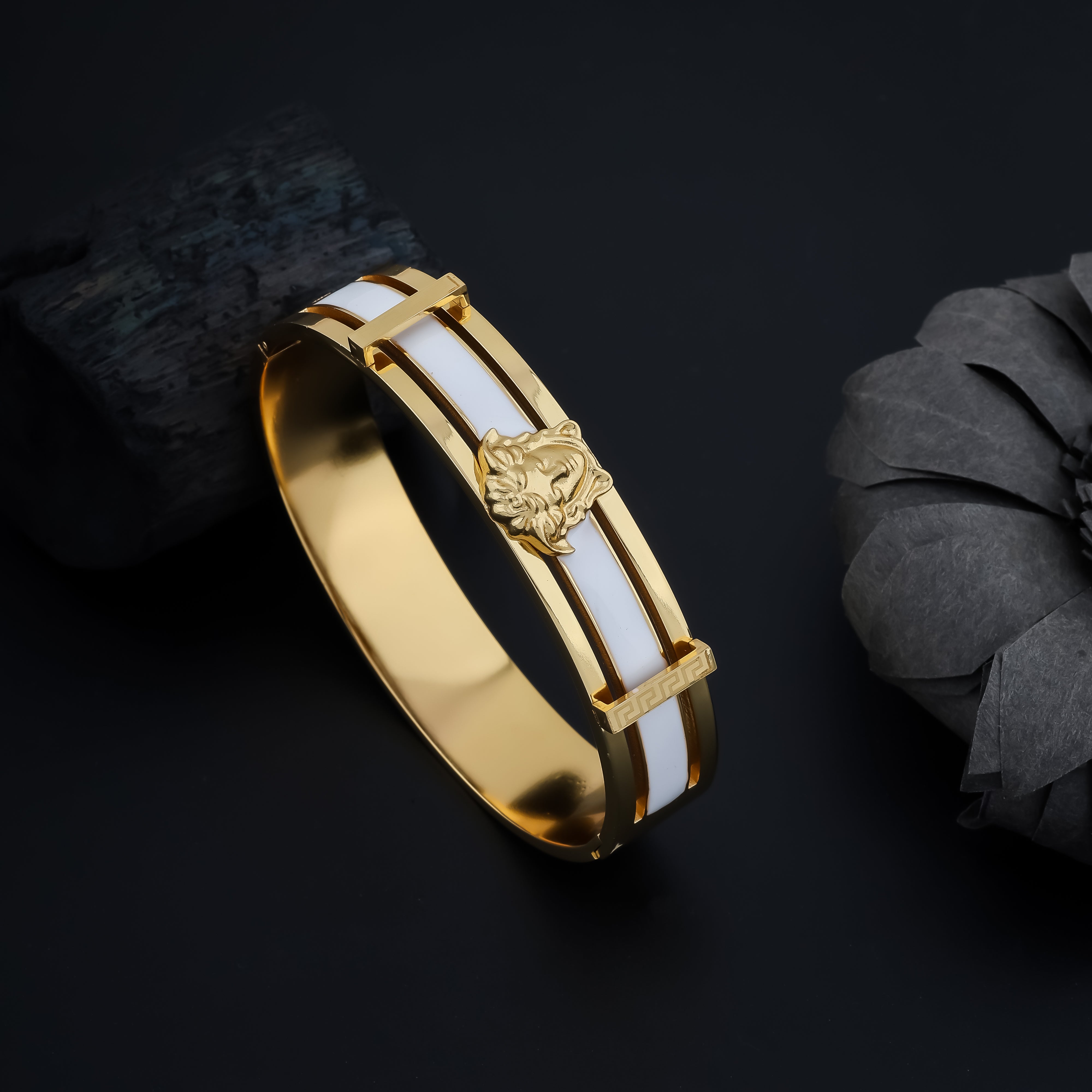 Medusa Head Emblem Gold-Plated Bracelet