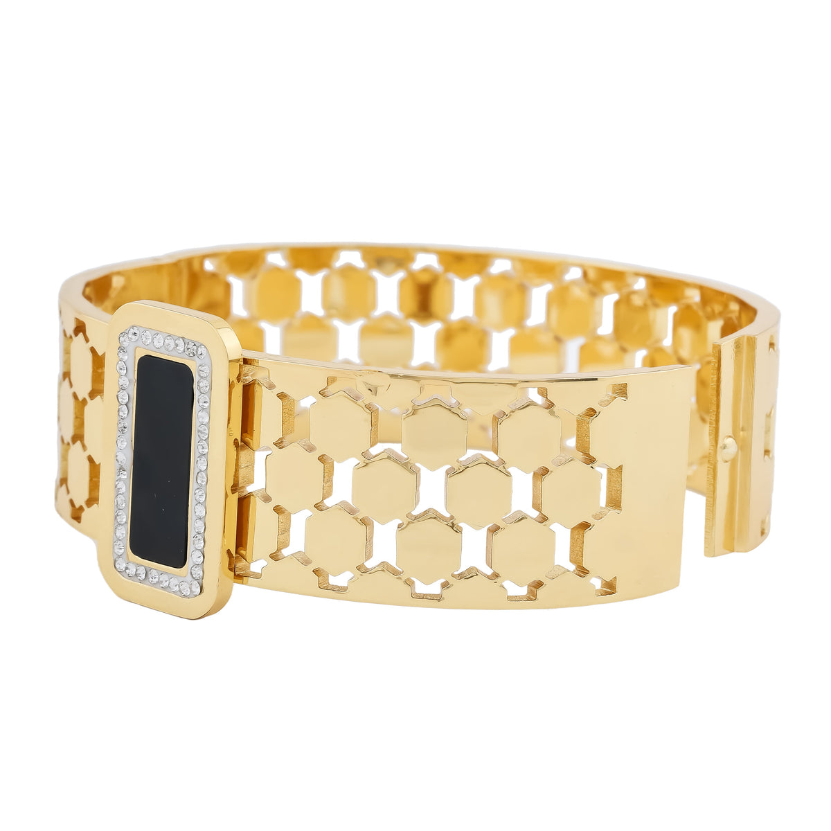 Honeycomb Pattern Gold-Plated Bracelet