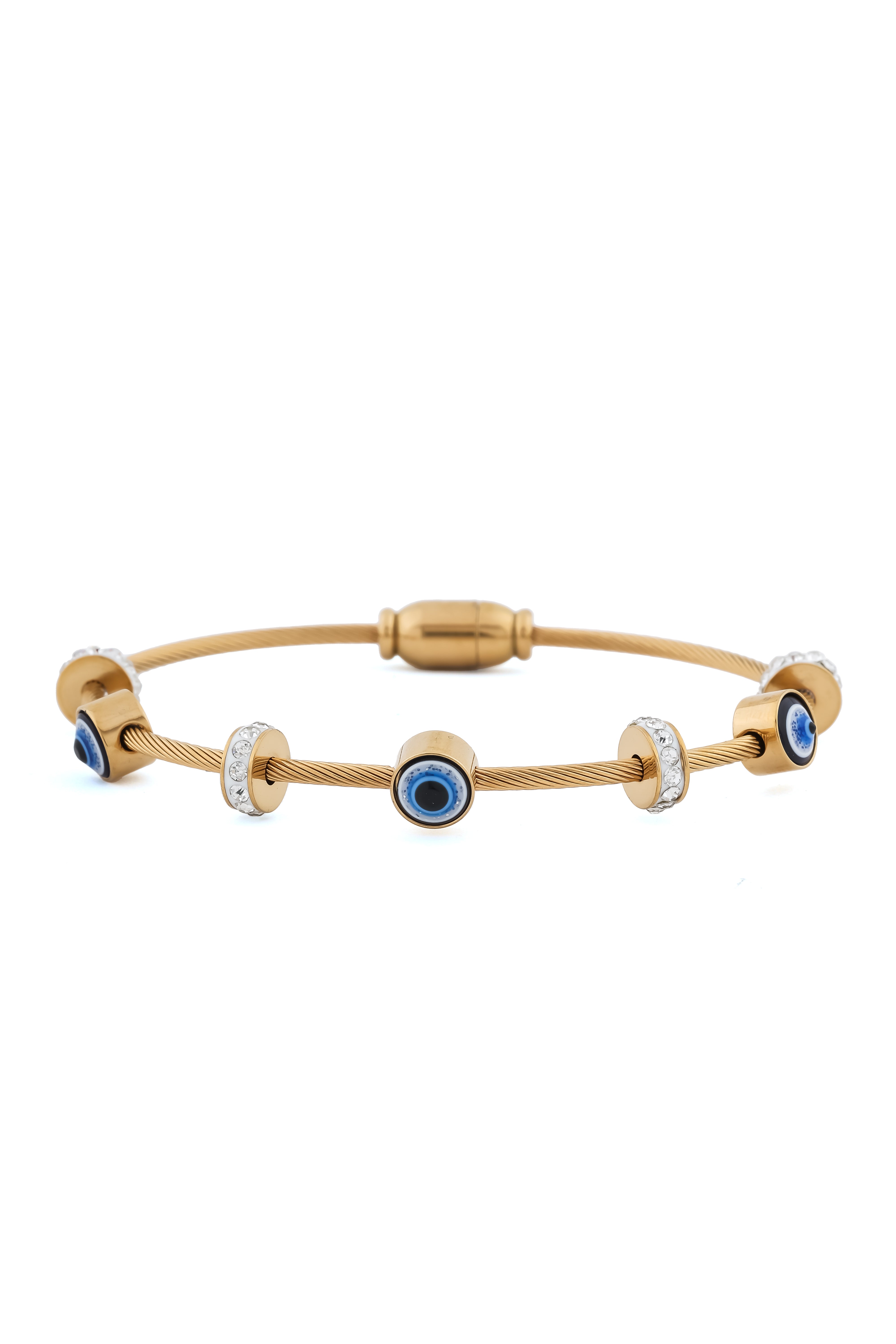 Evil Eye Diamond Ring Gold-Plated Bracelet
