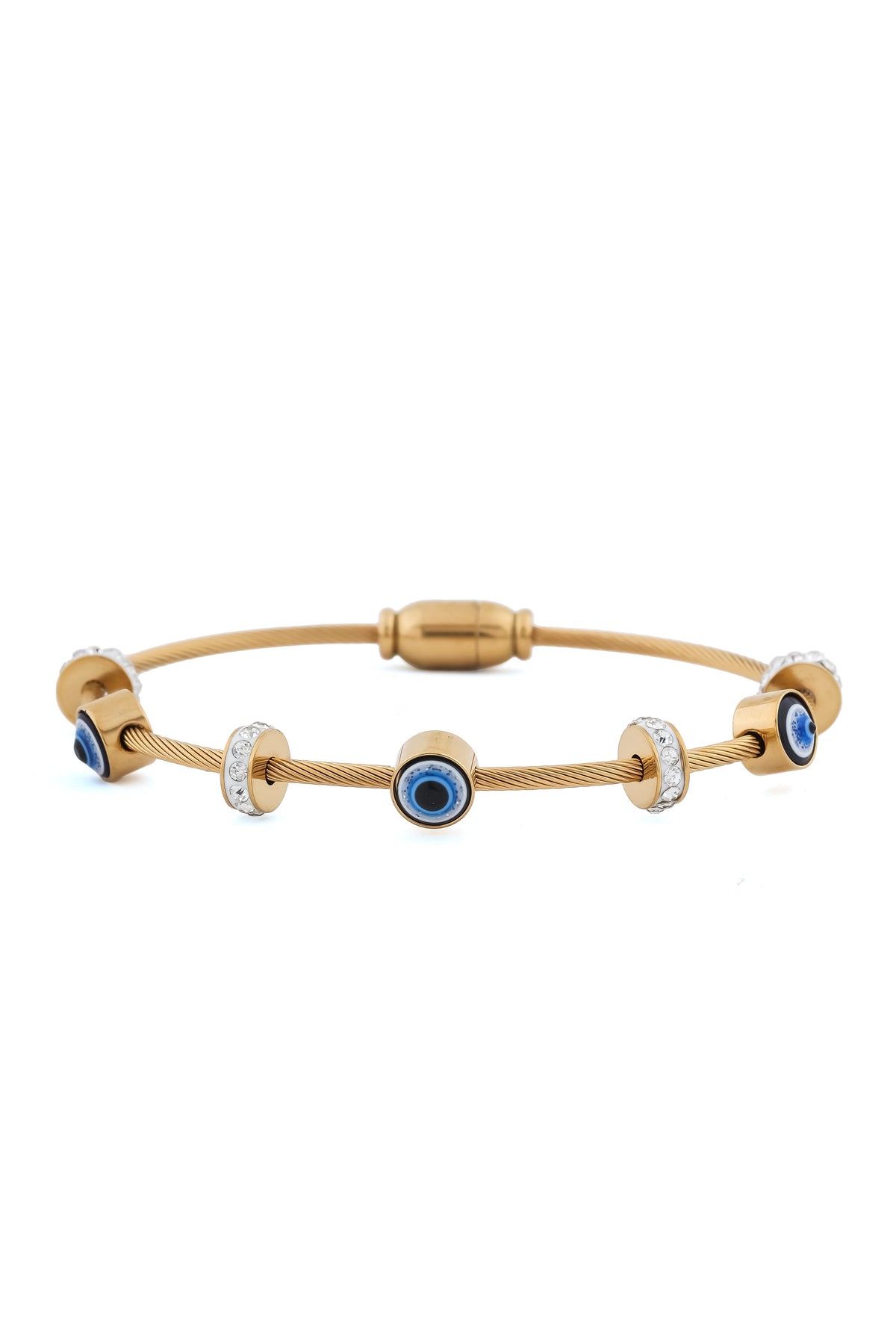 Evil Eye Diamond Ring Gold-Plated Bracelet