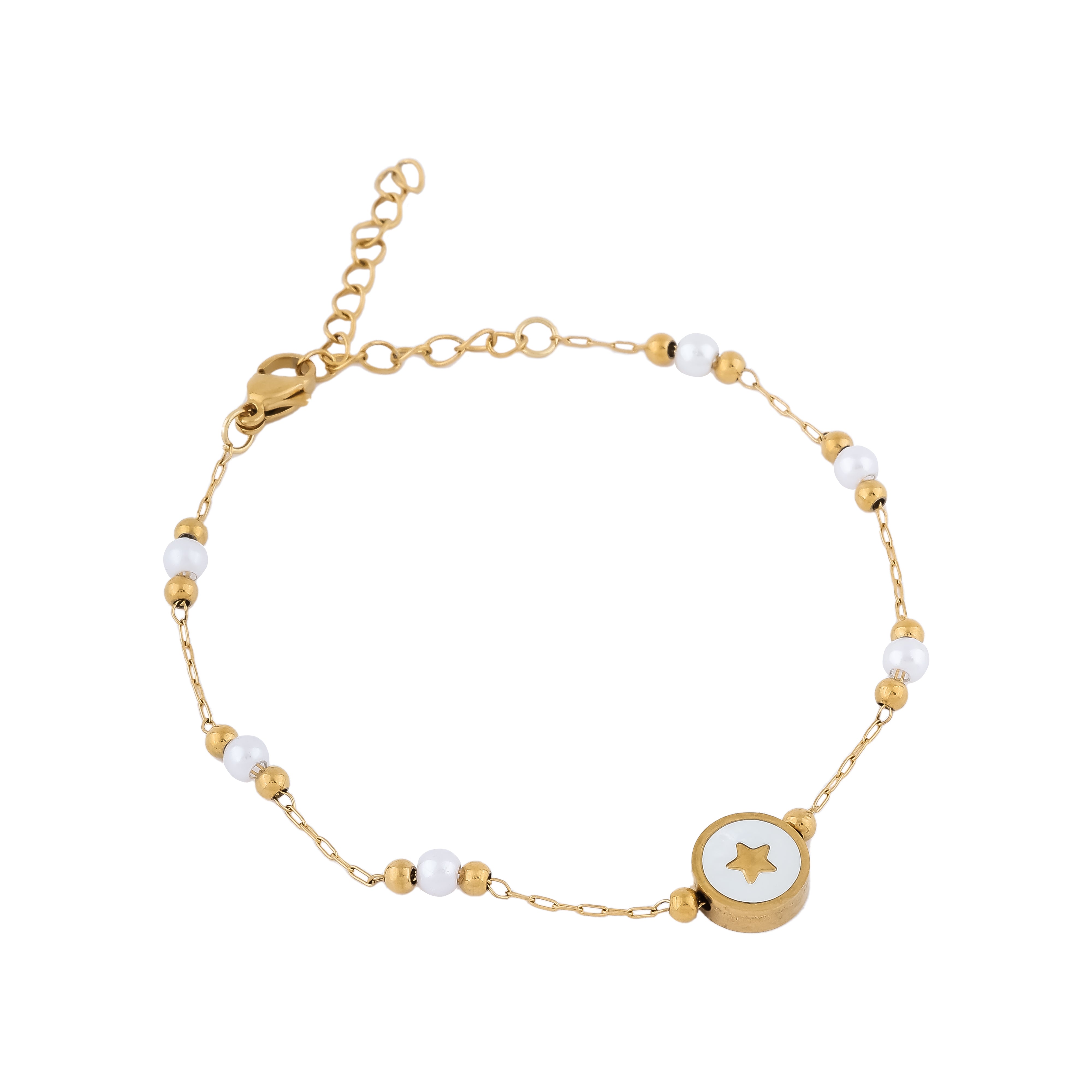 White Pearl Star Gold-Plated Bracelet