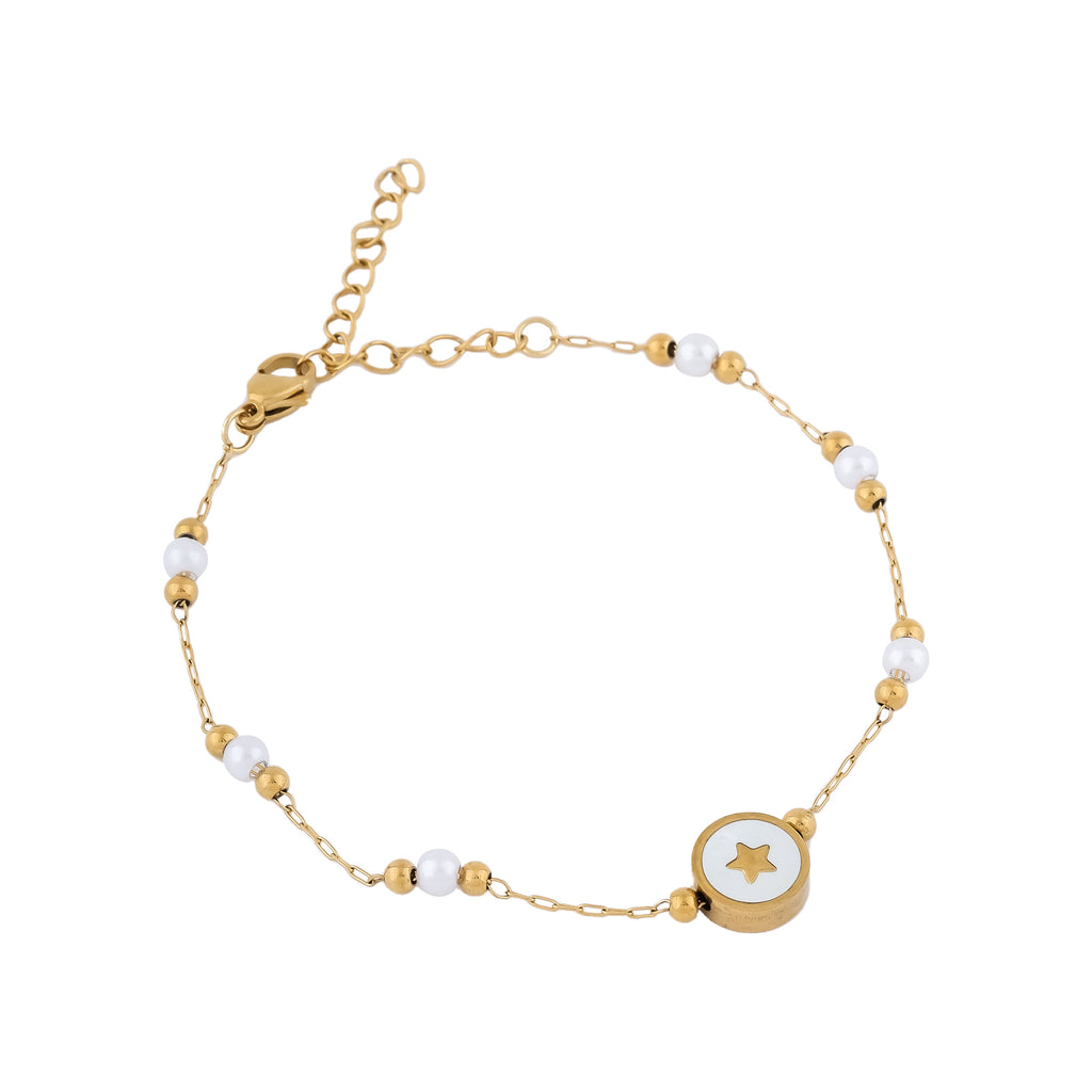 White Pearl Star Gold-Plated Bracelet
