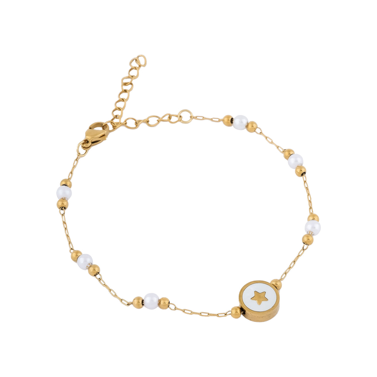 White Pearl Star Gold-Plated Bracelet